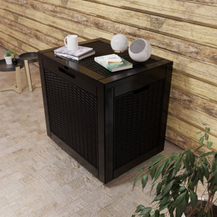 ARTS BOX TRADING 30Gallons Water Resistant Resin Lockable Deck Box(Rattan weave style)