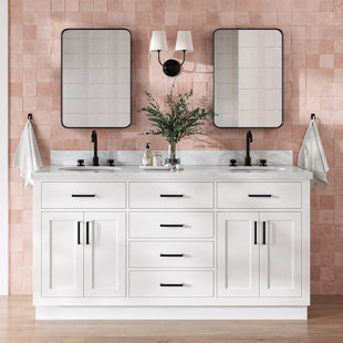 HOKKU DESIGNS Kaydra 67'' Double Bathroom Vanity with Carrara Marble Top