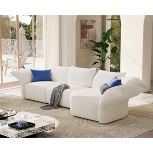 BRAYDEN STUDIO® Eiyanna 118 Inch Modular Sectional Sofa, 3 Seats Sofa Couch- Adjustable Arm And Backrest, Comfy Sectional Couches For Living Room, Bouclé