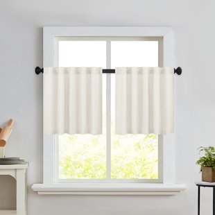 GRACIE OAKS Browerville Linen Blended Tailored Semi-Sheer Cafe Curtain (Set of 2)