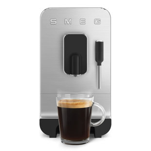 SMEG Matte Black Fully-Automatic Coffee Machine with Steam Wand