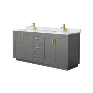 WYNDHAM COLLECTION Miranda 72" Freestanding Double Bathroom Vanity with Marble Top