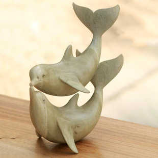 DOVECOVE Oneill Hand Carved Dolphin Wood Figurine