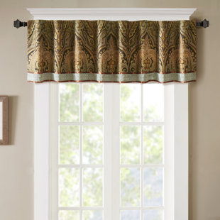 HAMPTON HILL Canovia Springs Damask Tailored 53.93'' W Window Valance in Brown