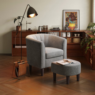 EBERN DESIGNS Upholstered Barrel Chair with Ottoman