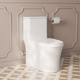 DEERVALLEY One Piece Toilet For Bathroom White Modern Toilet with Comfort Chair Seat ADA Height Fully Skirted White Toilets(Seat Included)