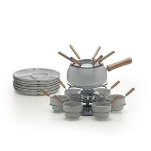 EXCELSA 28 Piece Iron and Ceramic Fondue Set (Set of 6)