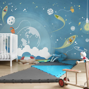 ROOMIE KIDZ Tapete Buntes Weltraumtreiben 320 cm L x 480 cm B Fuson