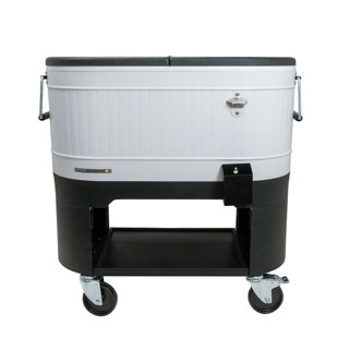 Permasteel 120-Qt Large Outdoor Cooler Cart on Wheels, Rolling Patio Cooler with Dividers for Separate Compartments