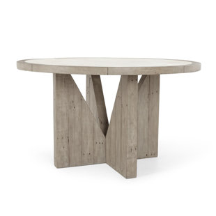 CLASSIC HOME Vincent 55" Reclaimed Pine Wood Round Dining Table In Concrete Gray