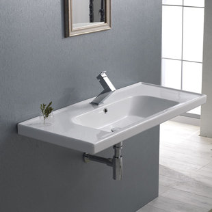CeraStyle By Nameeks Frame 17.72'' Glossy White Ceramic Rectangular Bathroom Sink with Overflow