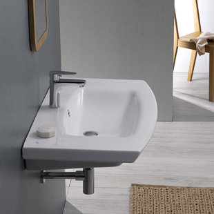 CeraStyle By Nameeks 20.08'' White Ceramic Rectangular Bathroom Sink with Overflow