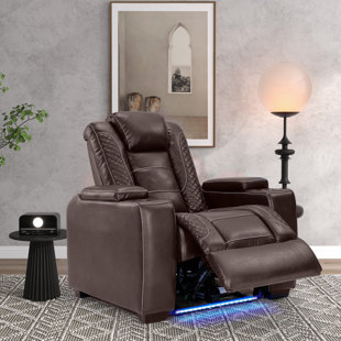 BONZY HOME 40" Wide Top Leather Dual Motor Power Recliner Man Cave Chair With Cup Holders Adjustable Headrest