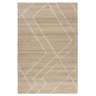 LR RESOURCES Contemporary Abstract Striped Hand-Made Hand-Woven Jute/Wool/Cotton Area Rug