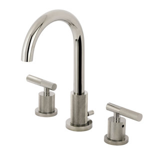 Kingston Brass Convergent Widespread Bathroom Faucet With Knurled Handle And Brass Pop-Up Drain