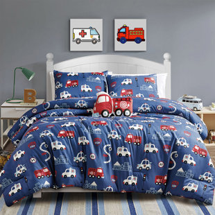 HOMECHOICE INTERNATIONAL GROUP 3-4Pcs Brushed Microfiber Print Comforter Set, Soft, Skin-Friendly Bedding For Bedroom Or Guest Room, Includes 1 Comforter, Pillow Sham And 1 PC Toy Cushion-Twin/ Full Size