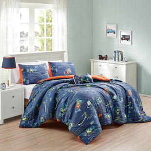 HOMECHOICE INTERNATIONAL GROUP 3-4Pcs Brushed Microfiber Print Comforter Set, Soft, Skin-Friendly Bedding For Bedroom Or Guest Room, Includes 1 Comforter, Pillow Sham And 1 PC Toy Cushion-Twin/ Full Size