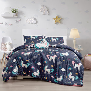 HOMECHOICE INTERNATIONAL GROUP 3-4Pcs Brushed Microfiber Print Comforter Set, Soft, Skin-Friendly Bedding For Bedroom Or Guest Room, Includes 1 Comforter, Pillow Sham And 1 PC Toy Cushion-Twin/ Full Size