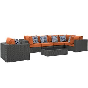 Sojourn 7 Piece Outdoor Patio Sunbrella Sectional Set by Modway