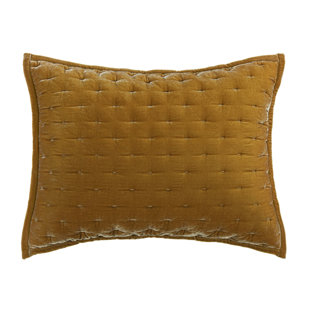 HIEND ACCENTS Stella Solid Color Quilted Faux Silk Velvet Romantic Western Decorative Pillow Sham