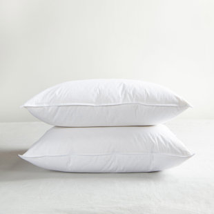 BOKSER HOME 2 Pack Medium White Duck Feather & Down Bed Pillow (Set of 2)