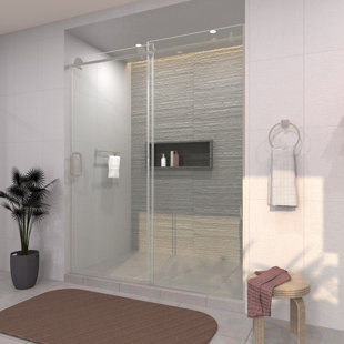 TAIMEI 60'' - W x 76'' H Door Semi-Frameless Shower Door with