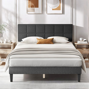 EBERN DESIGNS Platform Bed Frame with Upholstered Adjustable Headboard, No Box Spring Needed