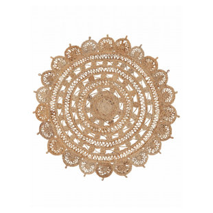 CARPETFINE Round Handmade Jute Rug In Beige Hand Crafted Hand Braided Beige Area Rug