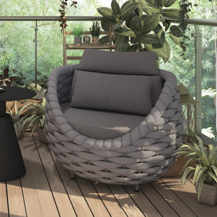 IVY BRONX Pingel PVC-Coated Polyester Rope Aluminum Frame Outdoor Lounge Chair for Cabin Proch Deck Balcony Poolside Garden