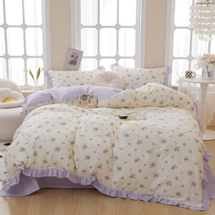 COASTALCART Cotton Machine Braided Floral Duvet Cover Set