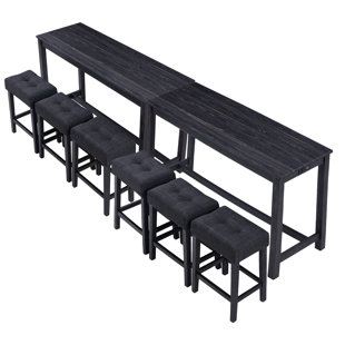 WINSTON PORTER Teneile 59" Wide Transitional 8-Piece Counter Height Dining Set With USB Ports