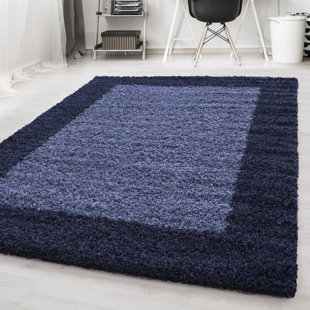 ZIPCODE DESIGN Riam Solid Colour Machine Woven Navy Blue Area Rug