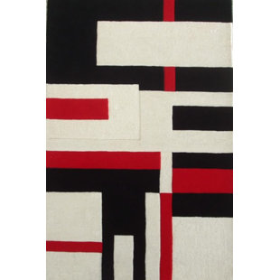 ACURA RUGS Modern Handmade Wool Red/White Rug