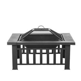 WINSTON PORTER Econook 32 Inch Teneal, Square Outdoor Teneal Table With Spark Screen & Fire Poker, 3-in-1 Multipurpose Firepits For Outside, Fireplace For Yard, Garden, Patio