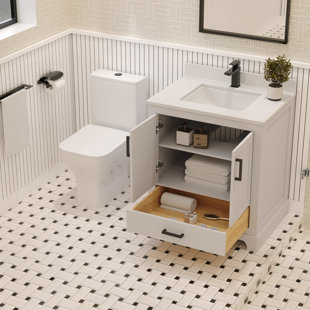 AYNA DECORS Maya 30'' Single Bathroom Vanity with White Quartz Top