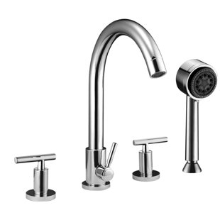 DAWN USA 2 Handle Deck Mounted Roman Tub Faucet with Diverter and Handshower