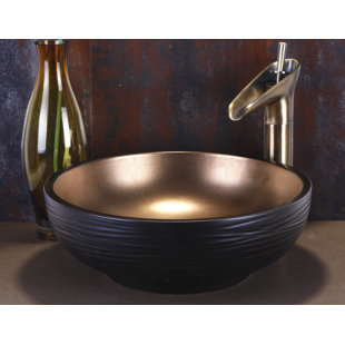 Dawn USA Gold And Black Ceramic Circular Bathroom Sink