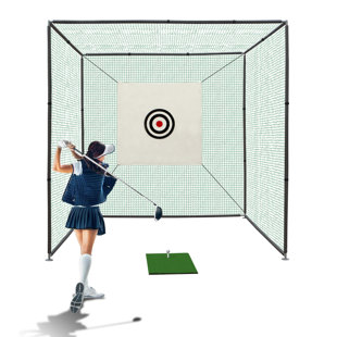 SUMIJ 10X10X10FT Golf Practice Net Cage w/ Metal Frame Hitting Net Kit Indoor Outdoor
