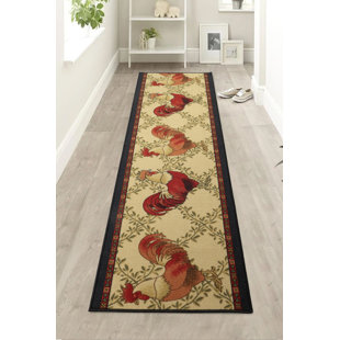 PURHOME Rooster Beige Low Pile Slip Resistant Rugs