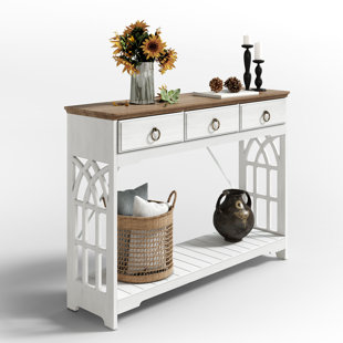 BREAKWATER BAY Aisen 43" Farmhouse Console Tables for Entryway with 3 Drawers