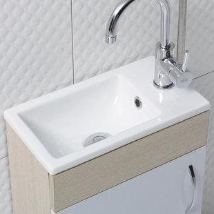 CeraStyle By Nameeks Mini 8.7'' Glossy White Ceramic Rectangular Bathroom Sink with Overflow