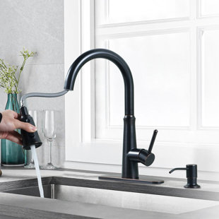 WOWOW Pull Out Kitchen Faucet with Soap Dispenser