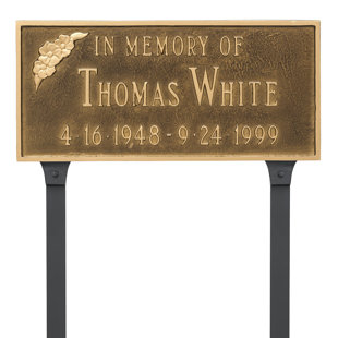 MONTAGUE METAL PRODUCTS INC. Memorial Plaque with Flower with Lawn Stakes