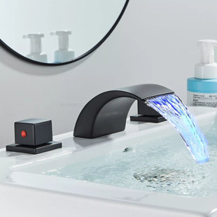 NABIYY Modern Waterfall Widespread 8" Basin Bathroom Sink Faucet 2 Handles 3 Holes Vanity Mixer Tap