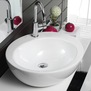 CeraStyle By Nameeks 14.37'' Glossy White Ceramic Circular Vessel Bathroom Sink