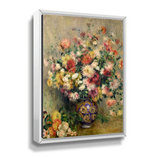 ASTORIA GRAND Vase of Chrysanthemums' by Pierre-Auguste Renoir, Bouquet of Flowers in Blue Vase Print Wall Art
