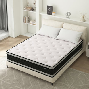 WHITE NOISE Gehrmann 26cm Medium Hybrid Spring Mattress In A Box Pillow Top Mattress