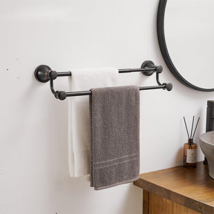 FAST APPLIANCES LLC Adjustable Retractable 15-27 Inches Stainless Steel Bathroom Towel Bar, Bathroom Accessories Bath Hotel Double Towel Bar Rod Hanger Wall Mounted Towel Holder Towel Rack, Oil Rubbed Bronze
