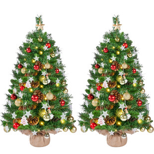 THE SEASONAL AISLE Lighted Artificial Christmas Tree (Set of 2)