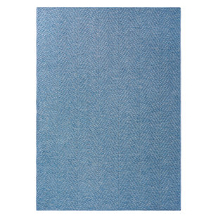 TOWN & COUNTRY LIVING TOWN & COUNTRY BASICS Pax Herringbone Textured Solid Machine Washable Area Rug Blue